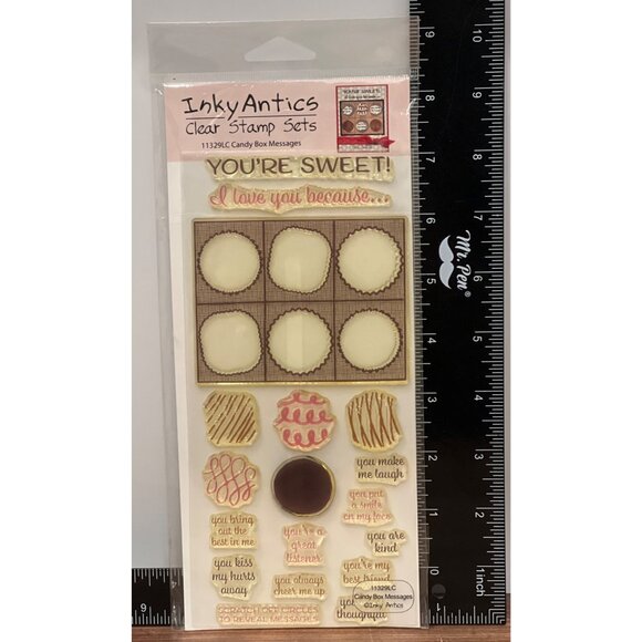 Inky Antics 11329LC CANDY BOX MESSAGES CLEAR STAMP SET SCRATCH OFF VALENTINE - Picture 1 of 3